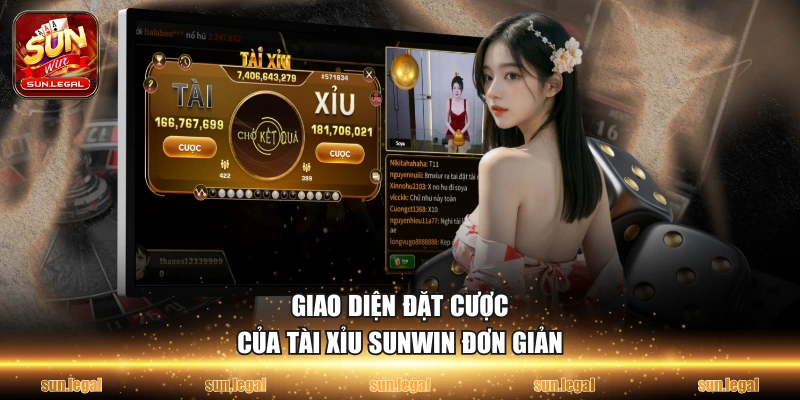 Giao diện đặt cược của Tài Xỉu Sunwin đơn giản