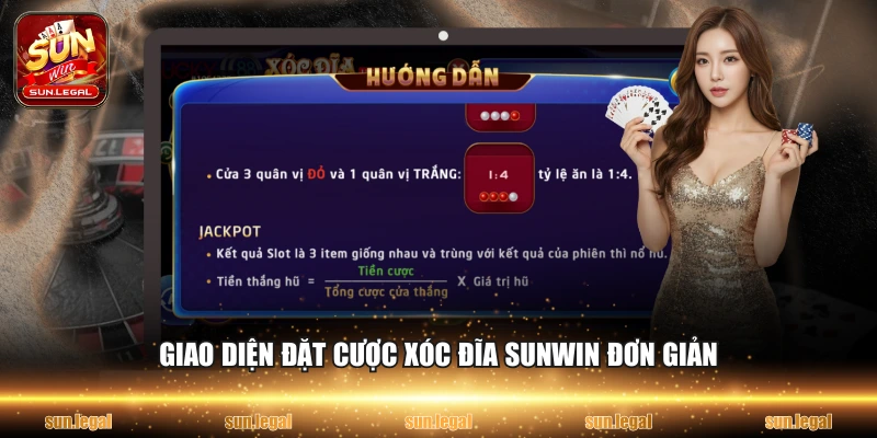 Giao diện đặt cược Xóc Đĩa Sunwin đơn giản